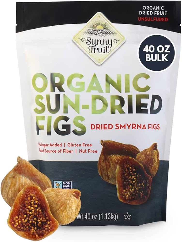 Sunny Fruit Higos secos turcos orgánicos, bolsa a granel de 2.5 libras