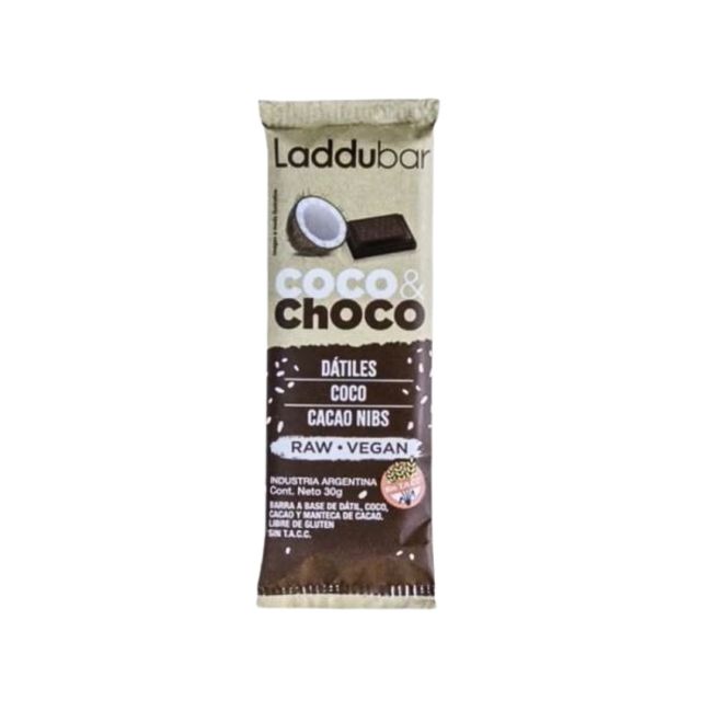 Barrita Choco y Coco Datil LadduBar 30g x 12 Un SIN TACC Veg.